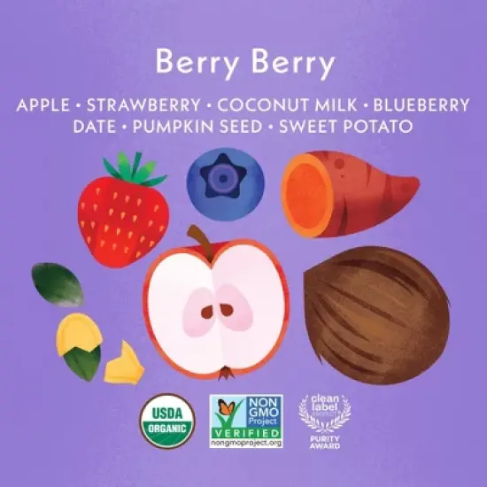 Once Upon a Farm Berry Berry Organic Dairy-Free Kids' Smoothie - 4oz Pouch image {2}