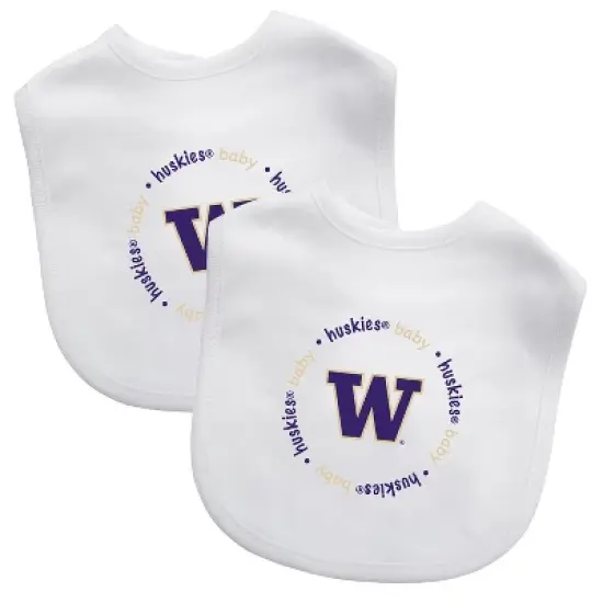Baby Fanatic Officially Licensed Unisex Baby Bibs 2 Pack - NCAA Washington Huskies image {1}