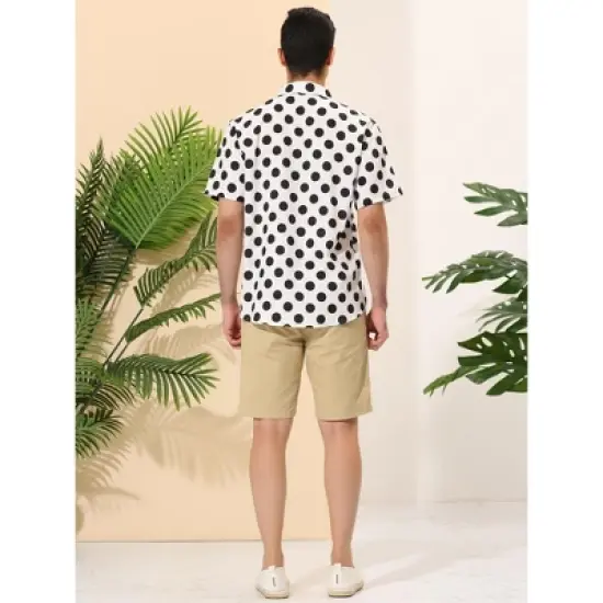 Lars Amadeus Men's Summer Polka Dots Button Down Short Sleeves Hawaiian Shirts image {4}