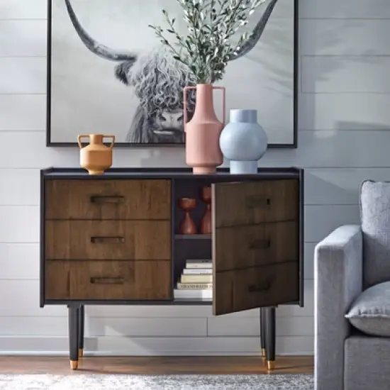 Randy Decorative/Buffet Cabinet Black/Walnut - angelo:HOME image {3}