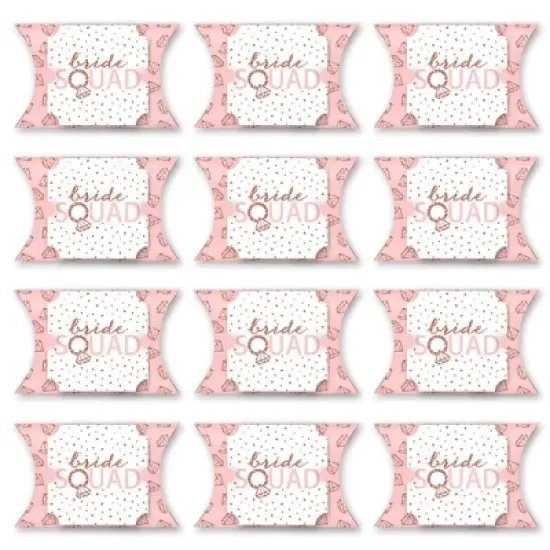 Big Dot of Happiness Bride Squad - Favor Gift Boxes - Rose Gold Bridal Shower or Bachelorette Party Large Pillow Boxes - Set of 12 image {3}