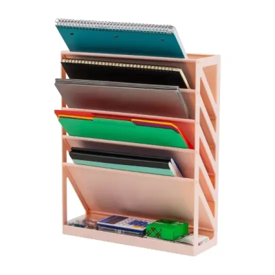 Mind Reader 5-Tier Vertical File Storage Plastic Pink image {4}