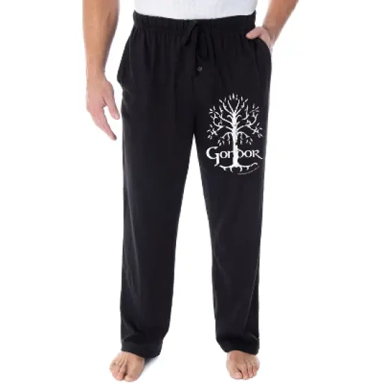 Lord Of The Rings Men's White Tree Of Gondor Lounge Bottoms Pajama Pants Black image {3}