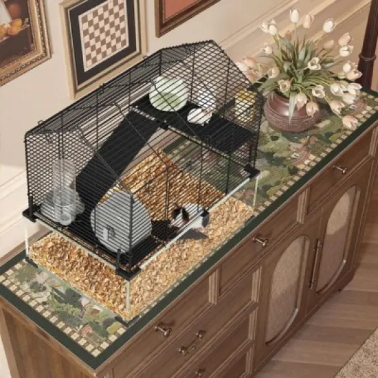 3-Tier Hamster Cage for Syrian & Dwarf Hamsters, Multi-Level Small Animal Habitat with Silent Spinner Wheel, Chew-Proof Water Bottle & Feed Bowl image {7}