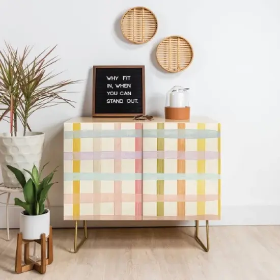 Gigi Rosado Pastel Plaid Credenza - Deny Designs image {2}