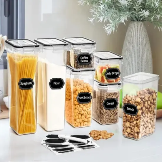 24-Piece Airtight Food Storage Container Set with Lids, BPA-Free, Plastic Leak-Proof Jars for Cereal, Flour, and Sugar (Gray) image {2}