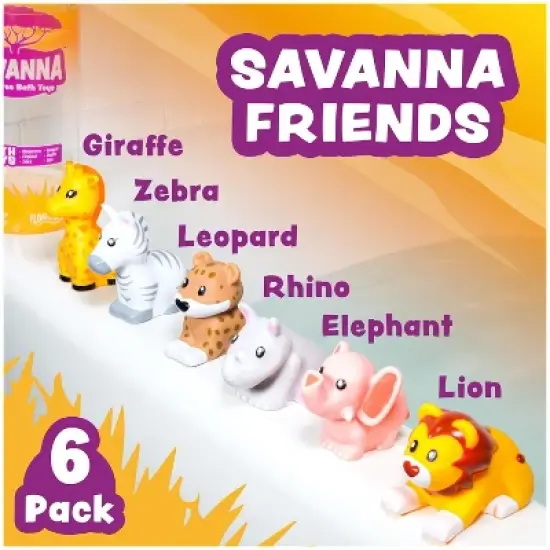 Tub Works Savanna Mold Free Bath Toys, 6 Pack image {5}
