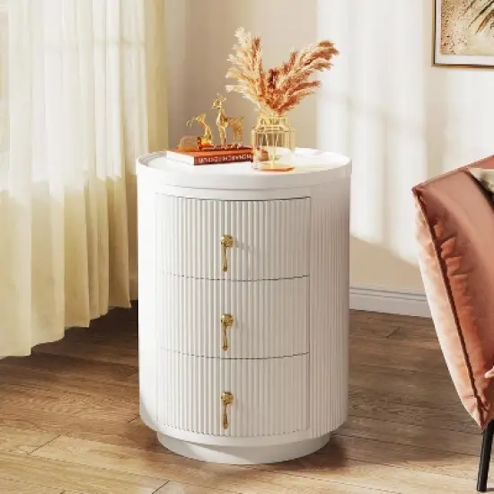 Tribesigns No Assembly 3-Drawer Nightstand, White image {6}