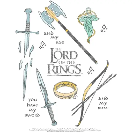 Men's Lord of the Rings Fellowship of the Ring You Have My Sword and My Bow and My Axe T-Shirt image {1}