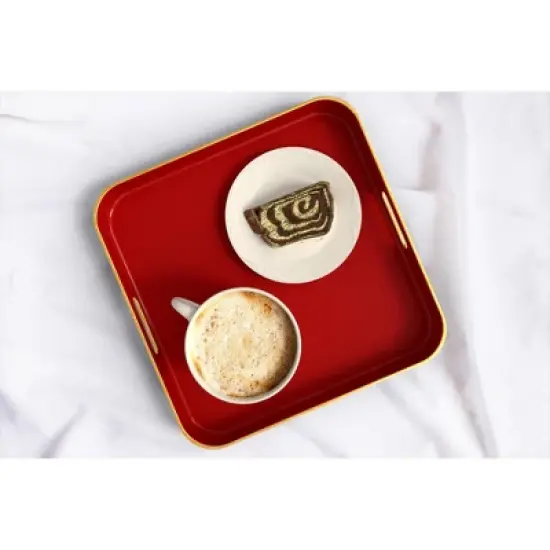 American Atelier Square Tray with Gold Trimming & Handles image {1}