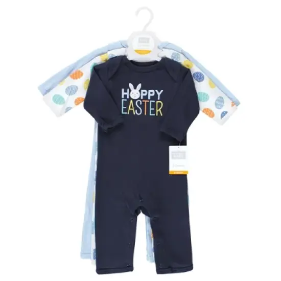 Hudson Baby Infant Boy Cotton Coveralls, Hoppy Easter, 3-6 Months image {1}