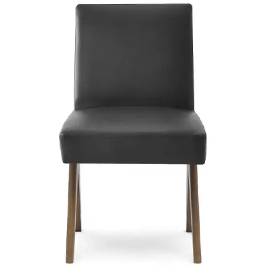 Set of 2 Morgan 18.5" Wide Faux Leather Dining Chairs With Seat and Back and Upside Down "V" shape design Solid Wood Legs-The Pop Maison image {2}