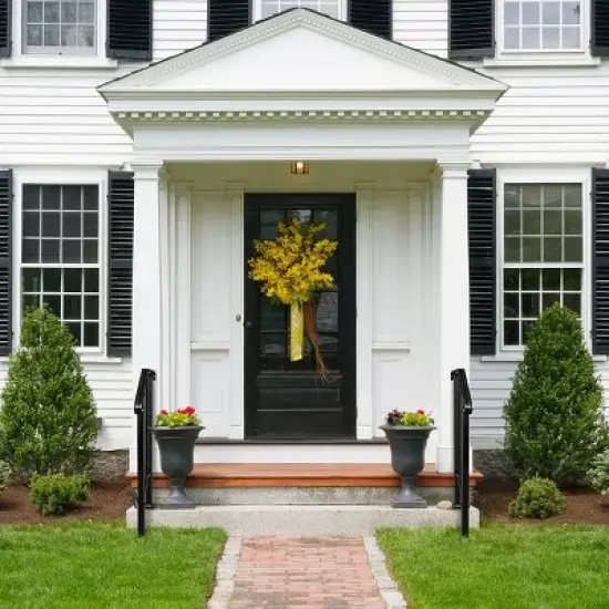 Racxily Outdoor Stair Handrail for 1 to 4 Steps Black Carbon, Steel Transitional Hand Rail Kit, Seniors Entryway Step Support image {6}