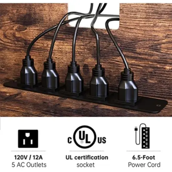 Fabato Wood TV Stand and Entertainment Center with Socket Plug-In Station, Height Adjustable Shelf, and Wire Threading Holes image {1}