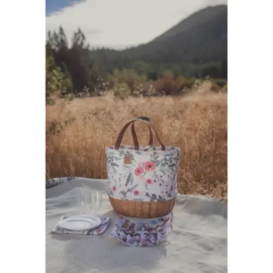Picnic Time Promenade Floral Pattern Picnic Basket: Wicker & Canvas, Botanical Design, Disney's The Little Mermaid image {12}