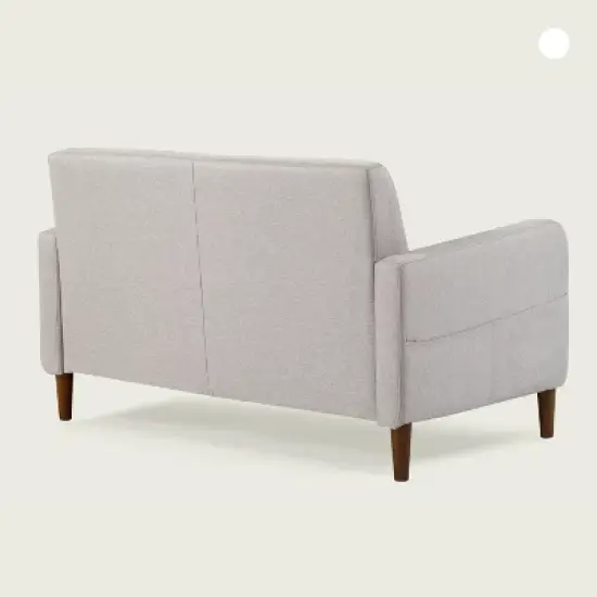 Adair Mid Century Modern Loveseat with Armrest Pockets Tufted Linen Fabric Light Gray - Mellow image {1}