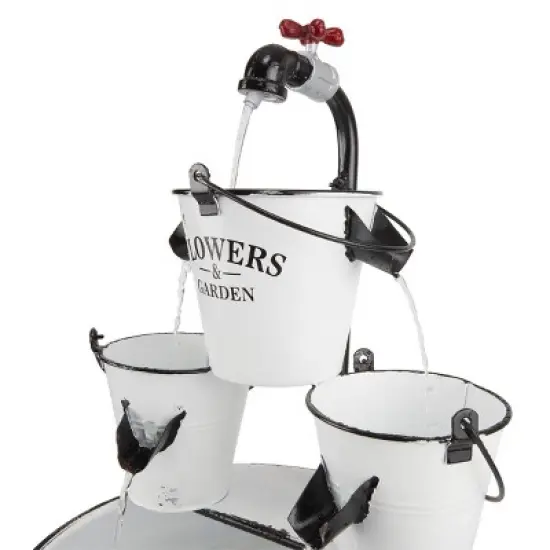 36" Buckets with Faucet Tabletop Fountain White - Alpine Corporation image {5}