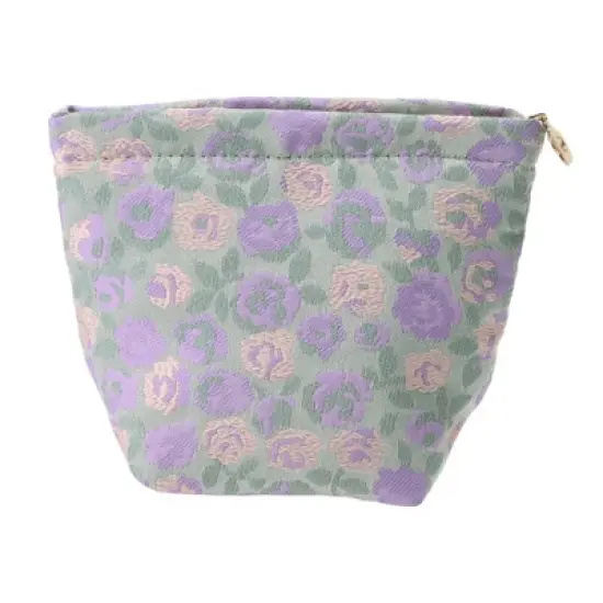Unique Bargains Women Fresh Artistic Jacquard Makeup Bag Purple 1 Pc image {4}