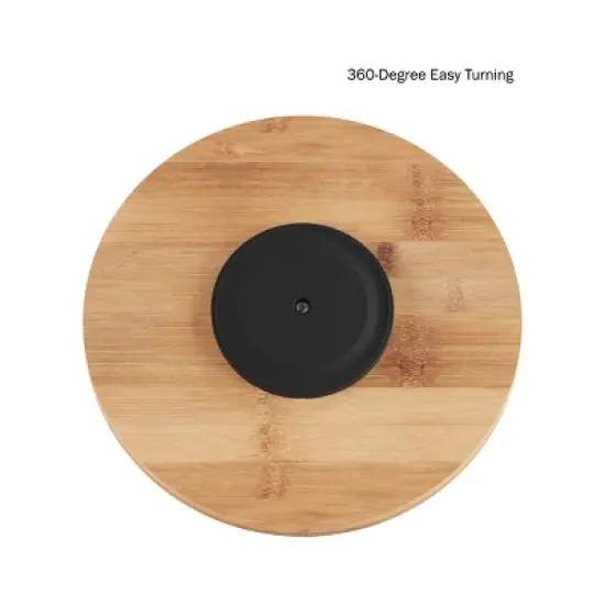 Lazy Susan - All-Natural Round Bamboo Single-Tier Turntable - 10-Inch Spinning Organizer for Kitchen, Pantry, and Vanity Use by Lavish Home (Natural) image {2}