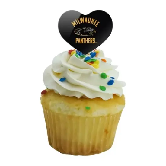 University of Wisconsin Milwaukee Official Panthers Heart Love Cupcake Picks Toppers Decoration Set of 6 image {4}