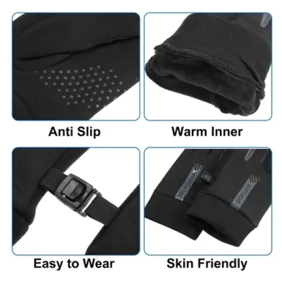 Unique Bargains Riding Warm Gloves Waterproof 4 Way Stretch Inner Gloves 1 Pair image {4}