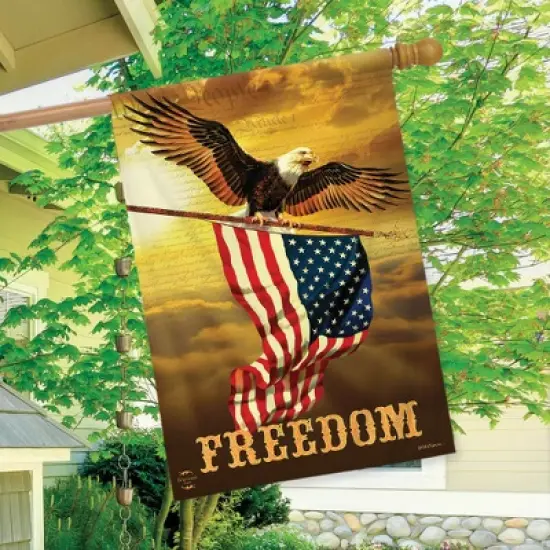 Freedom Patriotic House Flag Bald Eagle USA 28" x 40" Briarwood Lane image {2}
