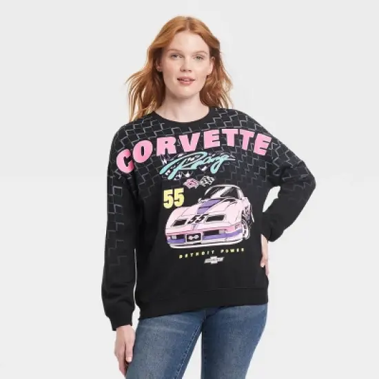 Women's Corvette Racing Cozy Graphic Sweatshirt - Black image {3}