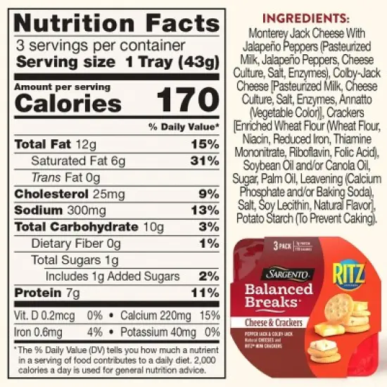 Sargento Balanced Breaks Cheese & Mini Ritz Crackers - 4.5oz/3ct image {3}