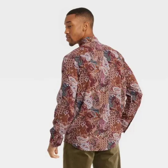 Houston White Adult Paisley Woven Button-Down Shirt - Brown image {1}