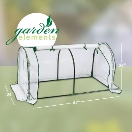 Garden Elements Indoor/Outdoor Metal Frame, Plastic Covered Cloche Round Tunnel Greenhouse with Mesh Vents, White, Mini, 47&rdquo; image {5}