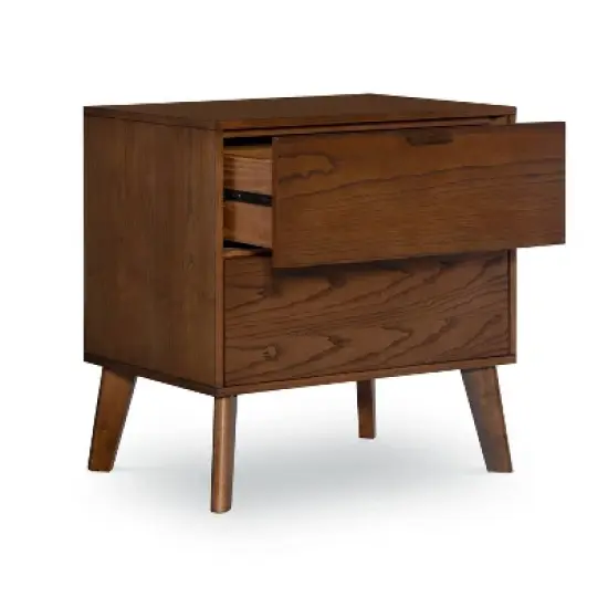 Reid 2 Drawer Nightstand Chest Walnut - Linon image {2}