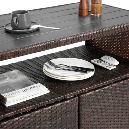 MOEPISY Outdoor Wicker Serving Cart with Wheels image {8}