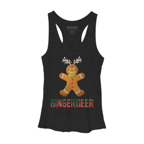 Women's Design By Humans Gingerbread Reindeer Matching Family Group Christmas Pajama By Forever9 Racerback Tank Top image {3}