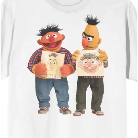 Sesame Street Bert And Ernie Waterprint Crew Neck Short Sleeve White Men's T-shirt image {1}