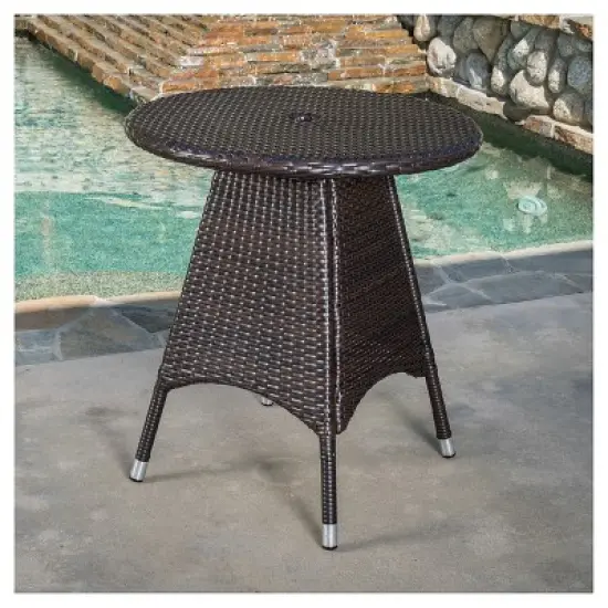 Ceylon 3-piece Wicker Patio Bistro Set - Brown - Christopher Knight Home image {3}