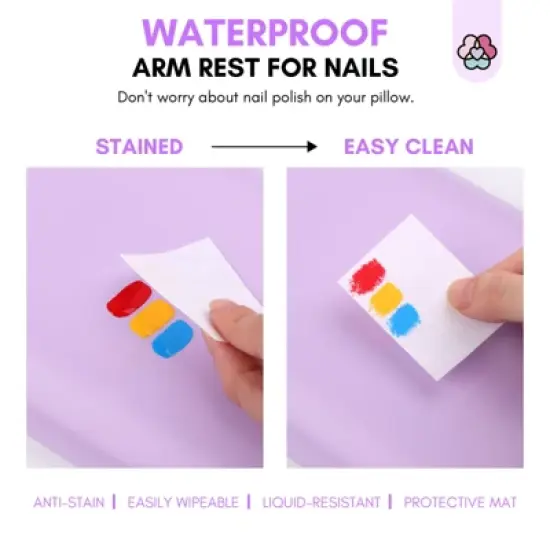 SAVILAND Pro Ergonomic Nail Armrest - Purple Vegan Leather Cushion Pillow for Manicure Tech Station. image {3}