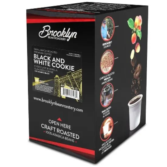 Brooklyn Beans, Flavored Black and White Cookie Coffee Pods,2.0 Keurig, 40 Count image {1}