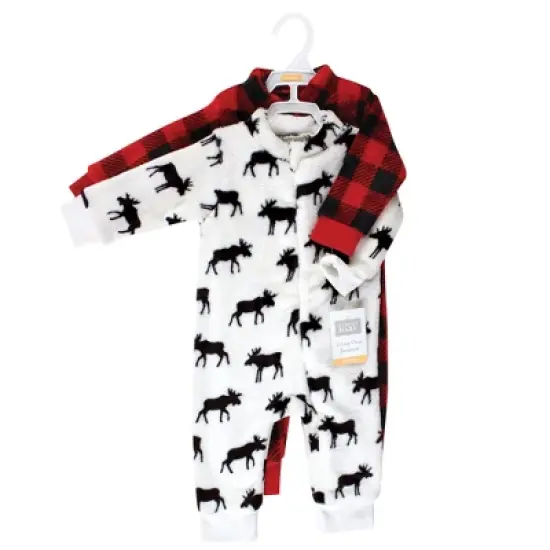 Hudson Baby Unisex Toddler Plush Jumpsuits, Moose Zipper image {1}