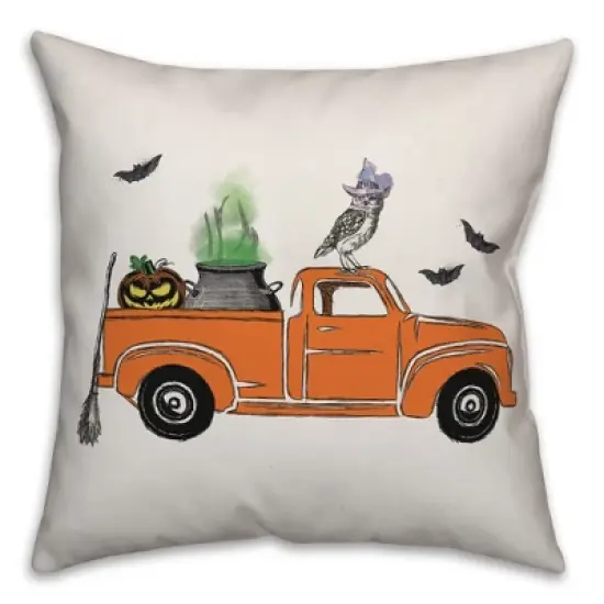 Creative Products Orange Halloween Truck 18 x 18 Indoor / Outdoor Pillow image {1}