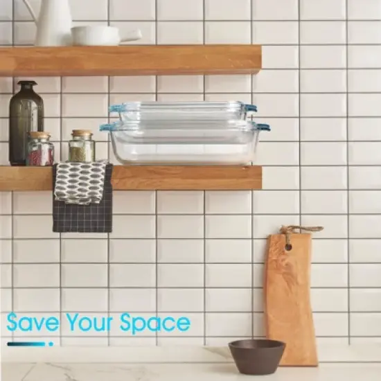 Itopfox 2 QT Rectangular Glass Casserole Dish with Lid, Oven Safe Tempered Glass Bakeware for Cooking, Baking, and Serving image {5}