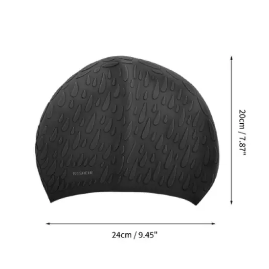 Unique Bargains Silicone Waterproof Water Drops Embossed Swim Cap 1 Pc image {3}