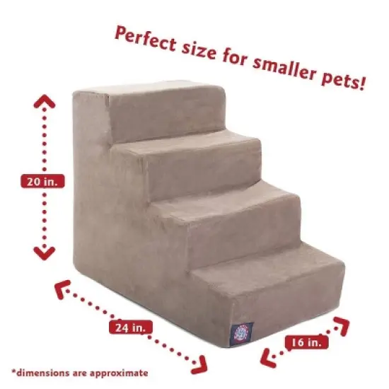 Majestic Pet 4 Step Suede Pet Stairs - Stone - Large image {1}