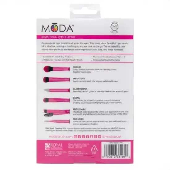 MODA Brush Beautiful Eyes Travel Makeup Brush Set with Flip Case- 7pc image {10}