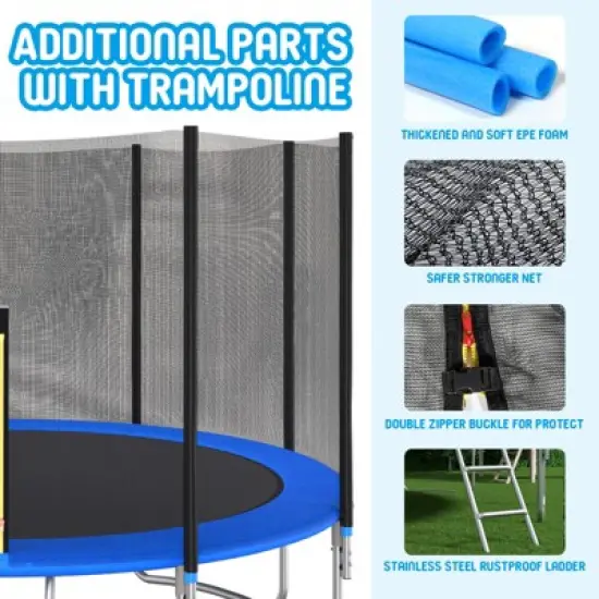 BestParts 12FT Trampoline with Safety Enclosure Net, Basketball Hoop, Ladder image {3}