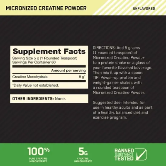 Optimum Nutrition Creatine Sports Nutrition Supplement Powder - 10.58oz: Energy, Dieting, Powder Form image {10}