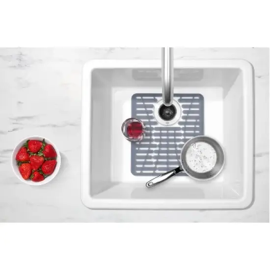 OXO 11.3" x 12.8" Silicone Sink Mat Gray: Kitchen Sink Protector & Dish Drying Mat, Machine Washable image {7}
