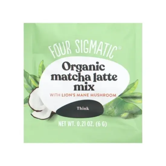 Four Sigmatic Think, Organic Matcha Latte Mix with Lion's Mane Mushrooms, 10 Packets, 0.21 oz (6 g) Each image {2}