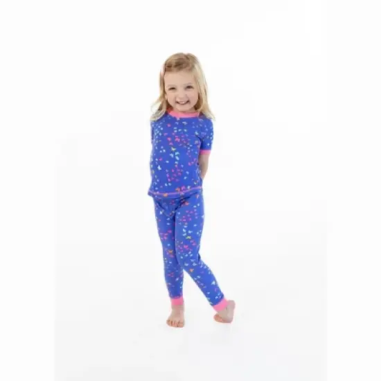 Sleep On It Girls Rainbow Butterfly Snug Fit 2-Piece Pajama Sleep Set image {2}