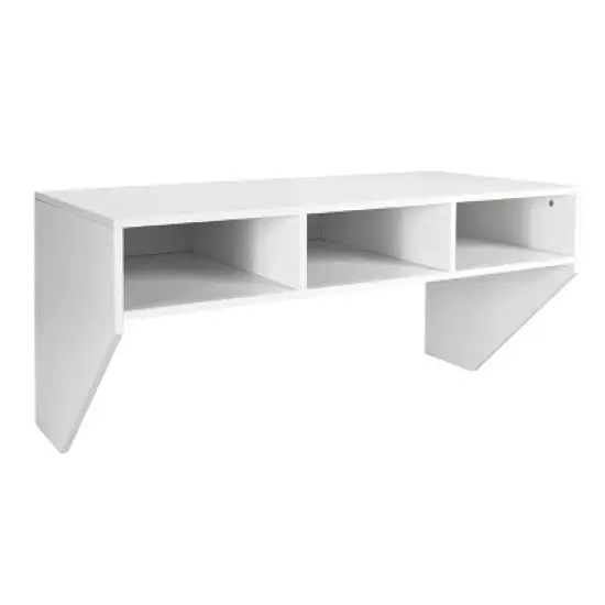 Wall Mounted Floating Computer Table Desk Home Office Furni Storage Shelf White image {9}
