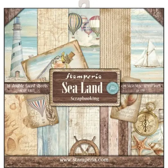 Stamperia Double-Sided Paper Pad 12"X12" 10/Pkg-Sea Land, 10 Designs/1 Each image {1}